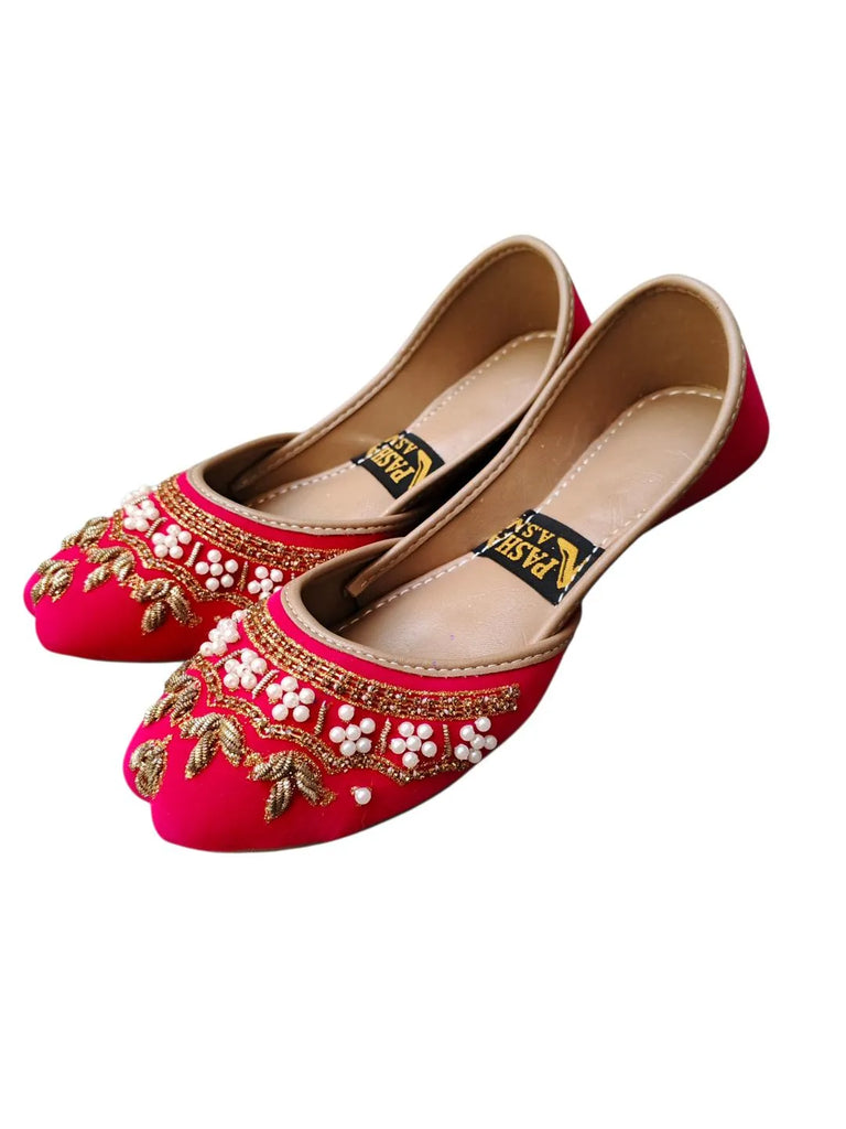Maroon Velvet Khussa | Rhinestone Fancy Party Wear Shoes