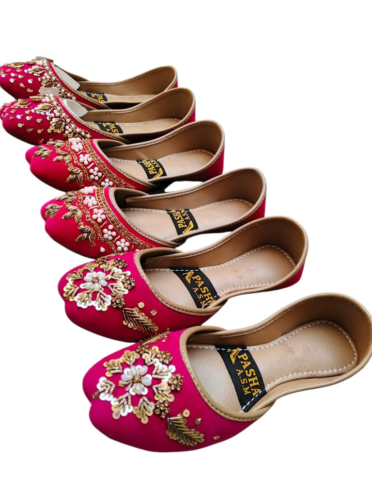 Maroon Velvet Khussa | Rhinestone Fancy Party Wear Shoes