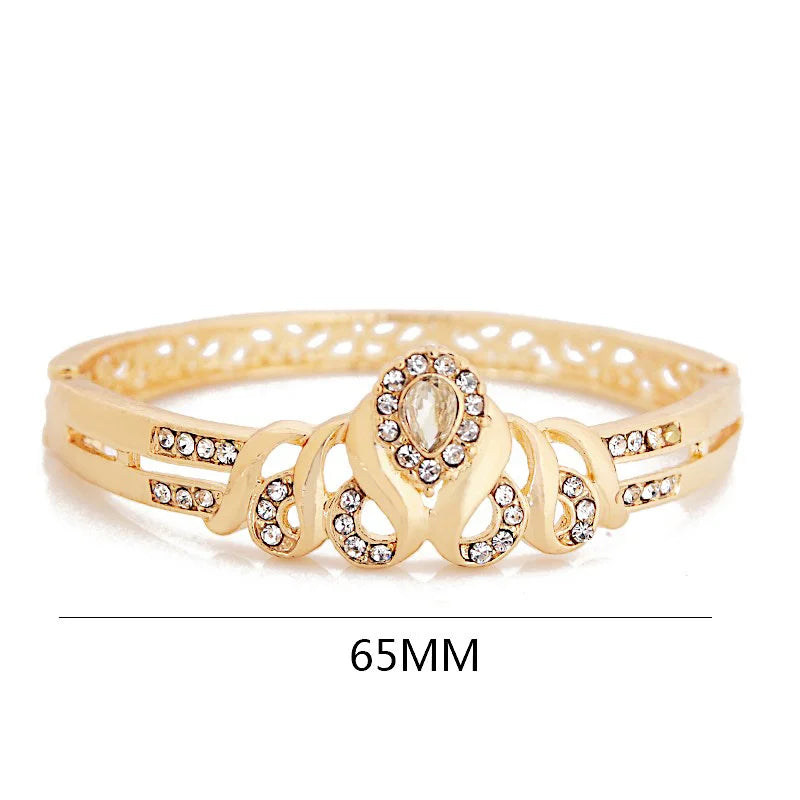 African Bridal Jewelry Set Gold Plated CZ Crystal