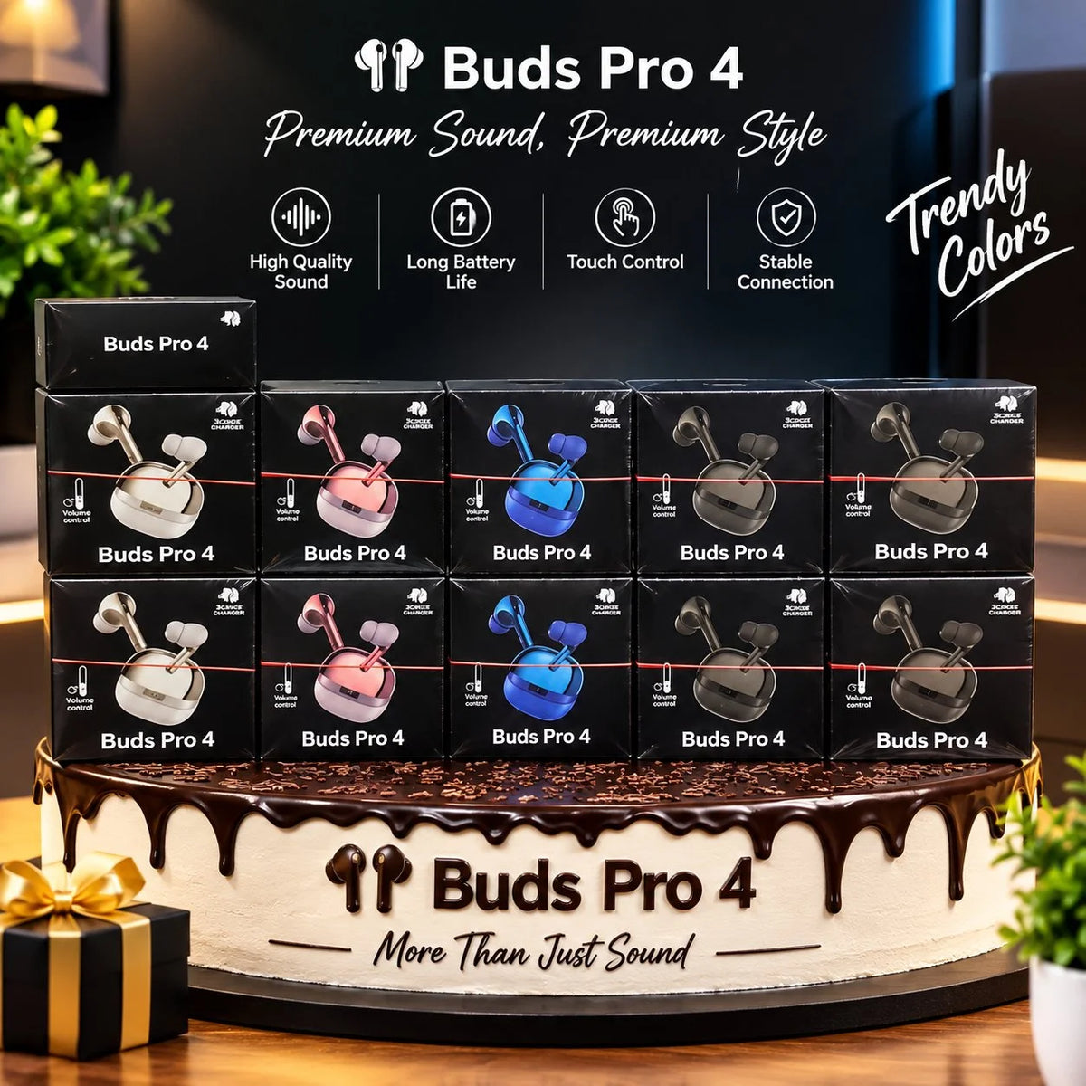 Buds Pro 4 Wireless Bluetooth Earbuds – Premium Sound & Touch Control
