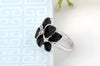 Black Floral Statement Ring Women Rose Gold Crystal