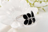 Black Floral Statement Ring Women Rose Gold Crystal