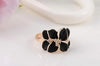 Black Floral Statement Ring Women Rose Gold Crystal