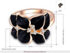 Black Floral Statement Ring Women Rose Gold Crystal