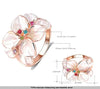 Black Floral Statement Ring Women Rose Gold Crystal