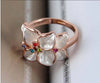 Black Floral Statement Ring Women Rose Gold Crystal