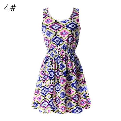 Bohemian Tribal Diamond Print Chiffon Summer Dress