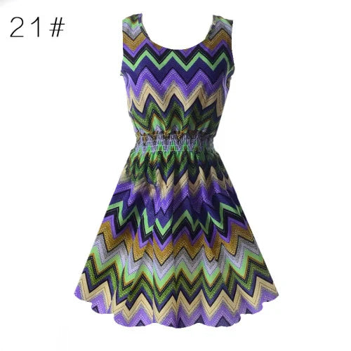 Bohemian Zig Zag Chevron Chiffon Summer Dress