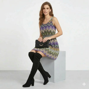 Bohemian Zig Zag Chevron Chiffon Summer Dress