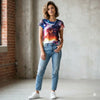 Celestial Space Cat T-Shirt Galaxy Graphic Print Tee