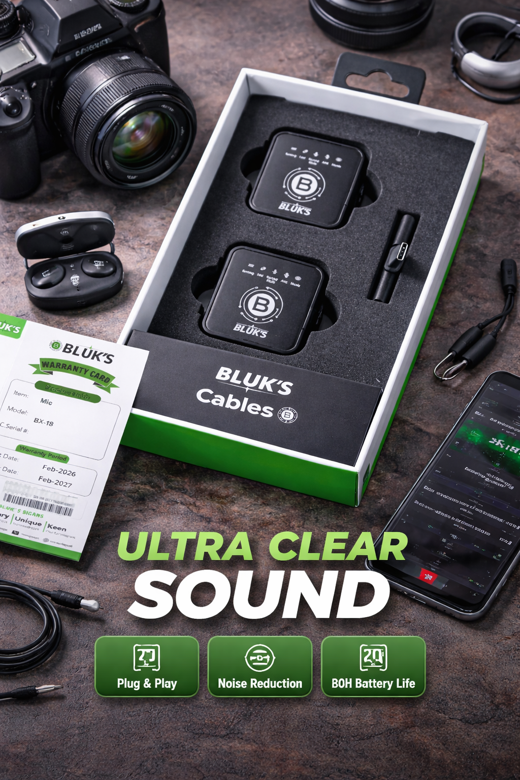 BX-18 Wireless Lavalier Collar Microphone | Bluetooth Mic | Clear Voice Recording