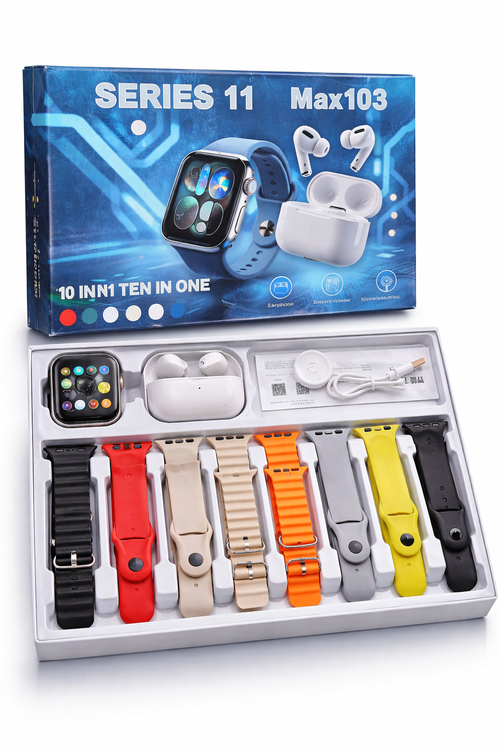 10-in-1 Smartwatch with Wireless Earbuds Combo