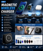 3 in 1 Magnetic Wireless Charger 15W Fast Charging