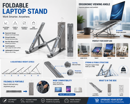 Adjustable Laptop Stand – Creative Folding Portable Storage Bracket for Desk & Office