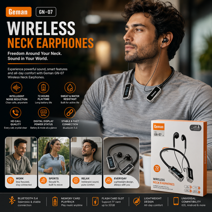 Modern K8 Neckband Wireless Earphones | Bluetooth 5.2 | Deep Bass | Long Battery