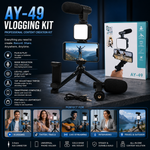 AY-49 Vlogging Kit | Portable Video Recording Kit with LED Light & Mic