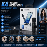 K8 Wireless Microphone | K8 Mic for Mobile | Type-C / iPhone Compatible | Noise Reduction