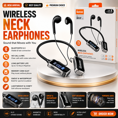 Geman GN-07 Wireless Neckband Headset | Bluetooth Earphones with Deep Bass