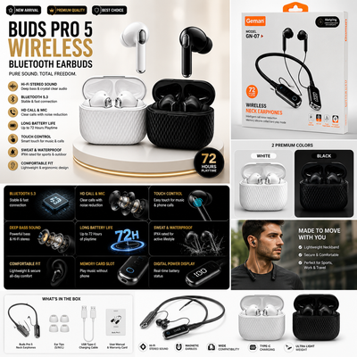 Buds Pro 5 Wireless Bluetooth Earbuds | ANC & ENC Touch Control