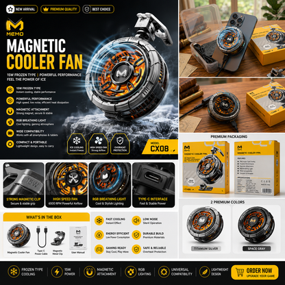 MEMO CX08 Pro Mobile Cooling Fan | 25W Magnetic Phone Cooler