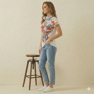 Colorful Butterfly Seashell T-Shirt Graphic Print Summer Tee