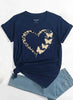 Cute Flower Heart Printed T Shirt Women Summer Top