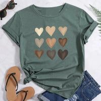 Cute Heart DTF Printed T Shirt Women Summer Top