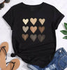 Cute Heart DTF Printed T Shirt Women Summer Top
