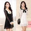 Elegant Floral Lace Mini Dress Long Sleeve Contrast Collar