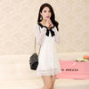 Elegant Floral Lace Mini Dress Long Sleeve Contrast Collar
