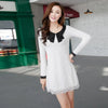 Elegant Floral Lace Mini Dress Long Sleeve Contrast Collar