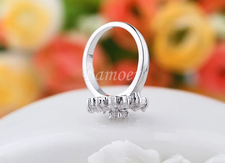 Floral Crystal Statement Ring Women Sunflower Gemstone