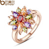 Floral Crystal Statement Ring Women Sunflower Gemstone