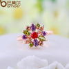 Floral Crystal Statement Ring Women Sunflower Gemstone