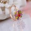 Floral Crystal Statement Ring Women Sunflower Gemstone
