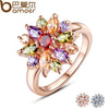 Floral Crystal Statement Ring Women Sunflower Gemstone