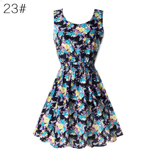 Sleeveless Floral Slim Tank Mini Dress Women Summer