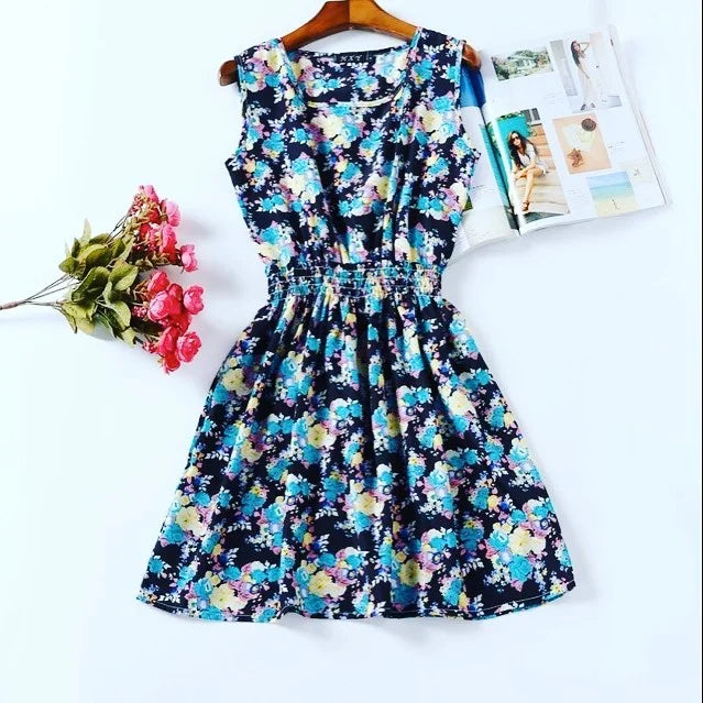 Sleeveless Floral Slim Tank Mini Dress Women Summer