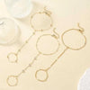 Gold Finger Bracelet Hand Chain Adjustable Ring Pack of 2