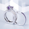 Luxury Purple Amethyst Bridal Ring Set | White Gold Engagement Rings
