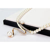 Gold Pearl Rhinestone Jewelry Set Bridal Necklace Earrings