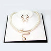 Gold Pearl Rhinestone Jewelry Set Bridal Necklace Earrings