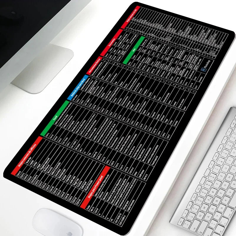 Extra Large Keyboard Mouse Mat – Shortcut Key Pattern Non-Slip Desk Pad 900×400mm