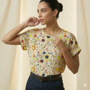 LIVA Polka Dot Geometric Chiffon Blouse Women