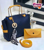 Style Handbag Set | Navy Blue Mustard Bag with Scarf