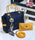 Style Handbag Set | Navy Blue Mustard Bag with Scarf