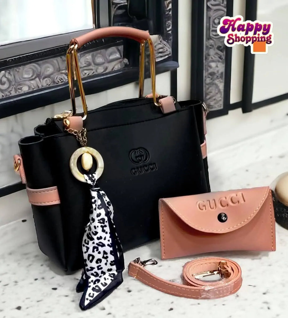 Style Handbag Set | Navy Blue Mustard Bag with Scarf