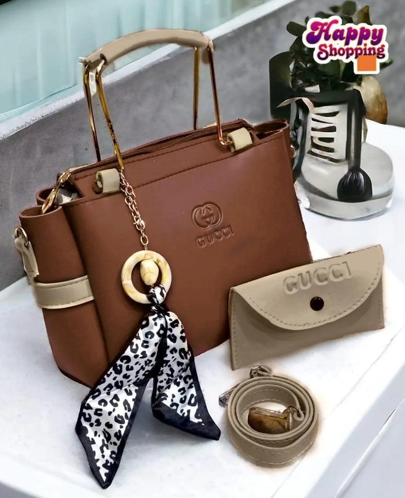 Style Handbag Set | Navy Blue Mustard Bag with Scarf
