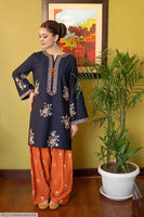 Blue Embroidered Lawn Kurta Set | Women Orange Trouser Suit