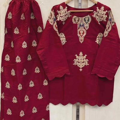 Cotton Embroidered 2 Piece Shirt & Flapper Set | Women Dress